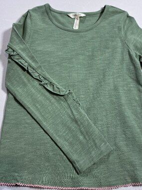 Matilda Jane Heart to Heart Head in the Clouds Sage Ruffle Knit Tee Size 1